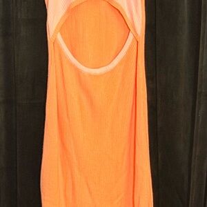Orange Ribbed Cutout Maxi Dress - Women